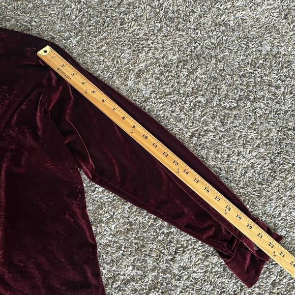Velvet Top Womens Size Large Burgundy Button Witchy Whimsigoth Fairy Grunge Y2K - Picture 11 of 11